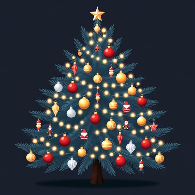 Decorated Christmas Tree with Ornaments