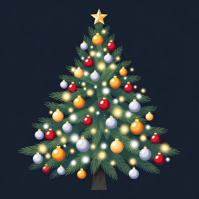 Festive Christmas Tree with Ornaments