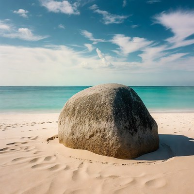 Large Rock on Tropical Beach