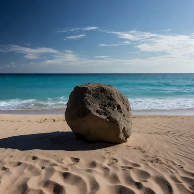 Large Rock on Tropical Beach
