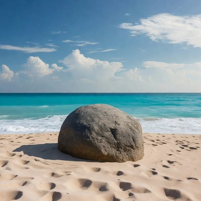 Large Boulder on Tropical Beach