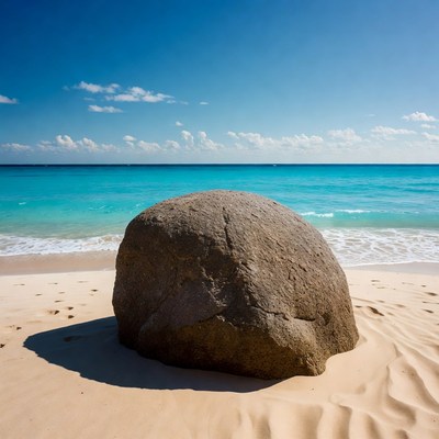 Large Rock on Tropical Beach