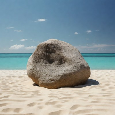 Large rock on tropical beach
