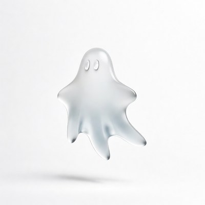 Floating Ghost on White Background