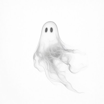 Cartoon Ghost on White Background