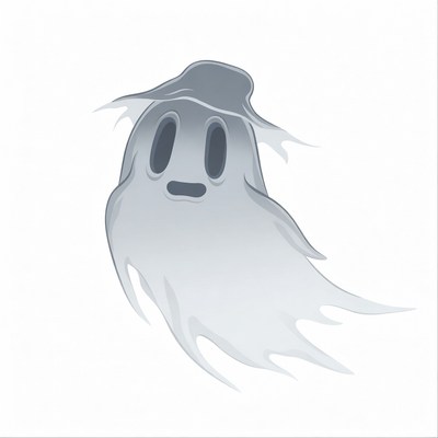 Cartoon Ghost on White Background