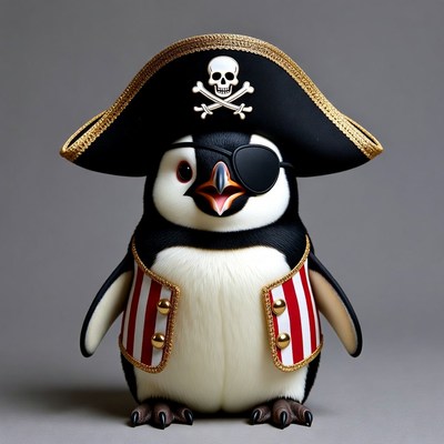 Pirate Penguin Wearing Eyepatch Hat