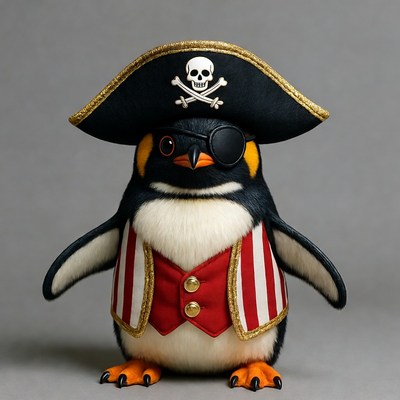 Pirate Penguin with Hat and Eyepatch