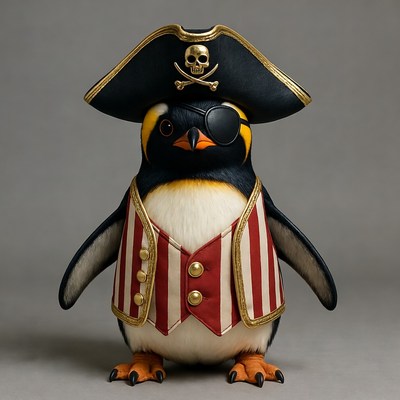 Pirate Penguin Wearing Eyepatch Hat