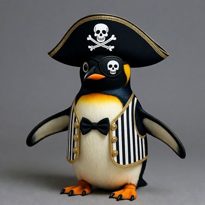 Pirate Penguin Wearing Tricorn Hat