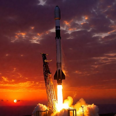 Rocket Launching at Sunset