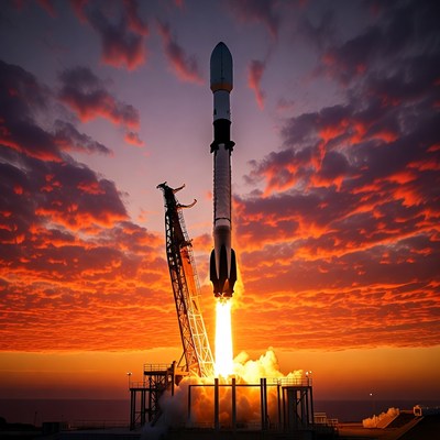 Rocket Launching at Sunset
