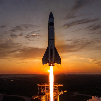 Rocket Launching at Sunset