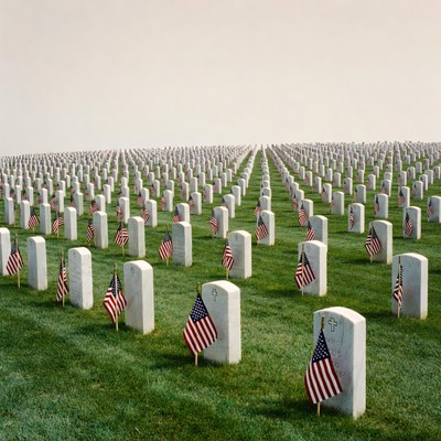 American Flags on Military Graves