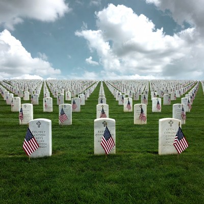 American Flags on Military Graves