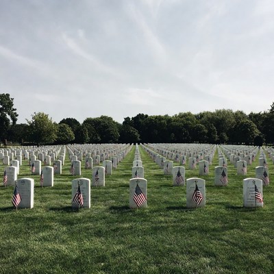 American Flags on Cemetery Graves