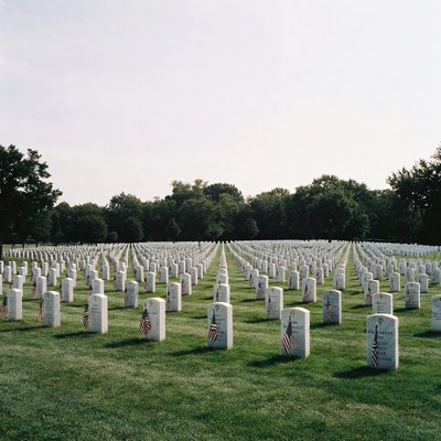 Rows of American Flags on Gravestones