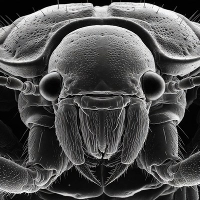 Macro closeup of silverfish insect