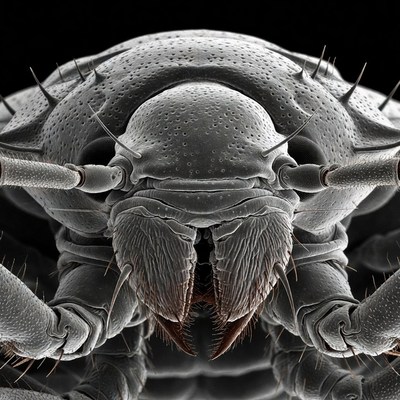 Close-up silverfish insect head