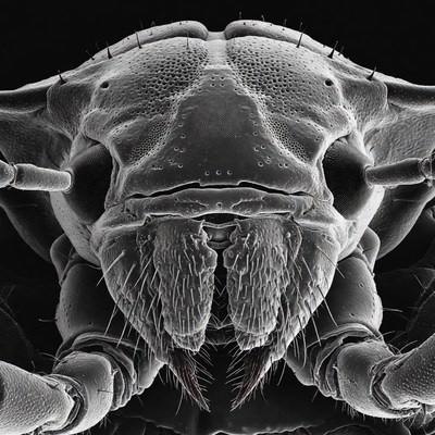 Ant Head Close-Up SEM Image