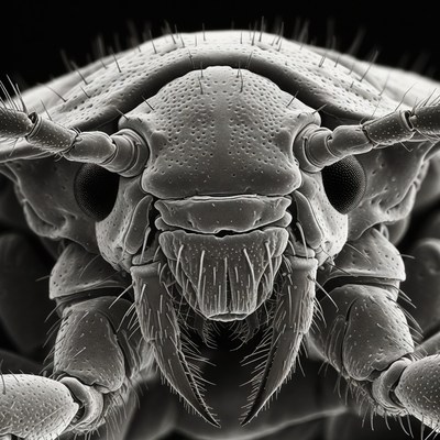 Close-up silverfish insect head