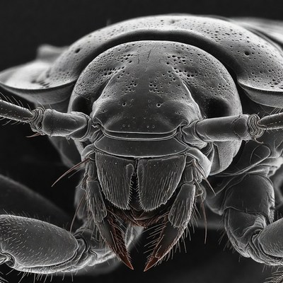 Macro close-up of beetle head