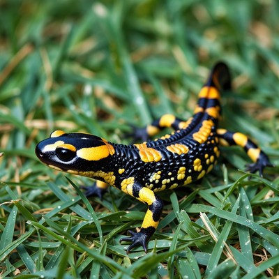 Fire Salamander on green grass