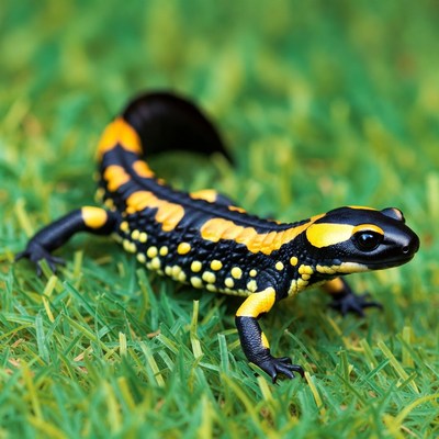 Fire Salamander on green grass
