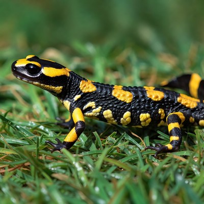 Fire Salamander on Grass