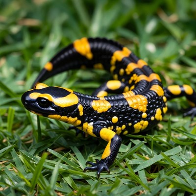 Fire Salamander on Grass