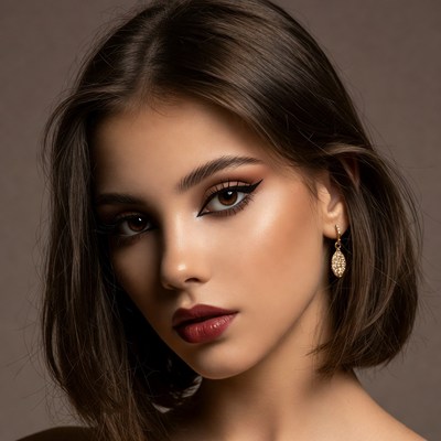 Woman with brown bob haircut
