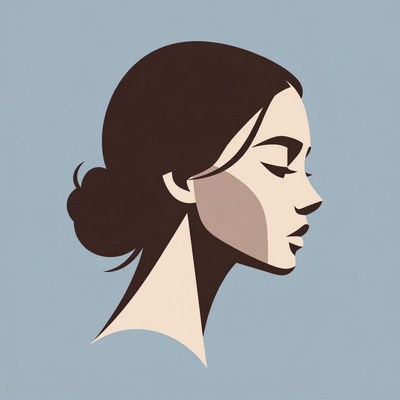 Profile of Woman with Bun Hairstyle