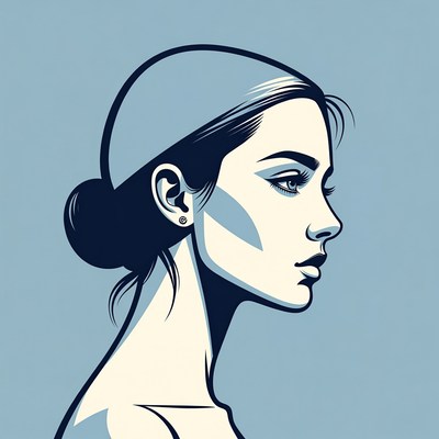 Profile of Woman with Bun Hairstyle