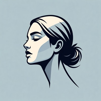 Profile of Woman with Bun Hairstyle