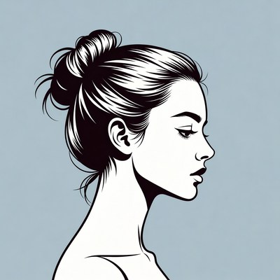Woman with messy bun hairstyle