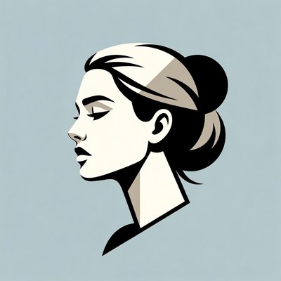 Profile of Woman with Bun Hairstyle