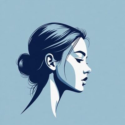 Woman's profile with bun hairstyle