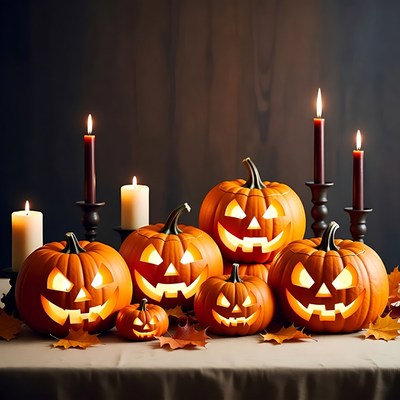 Jack-o-Lantern Pumpkins with Candles