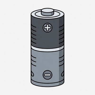 Black AA Battery Illustration