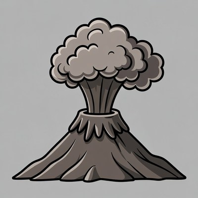 Cartoon erupting volcano illustration