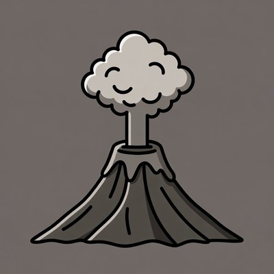 Cartoon erupting volcano
