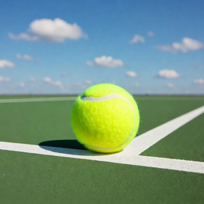 Tennis ball on green court