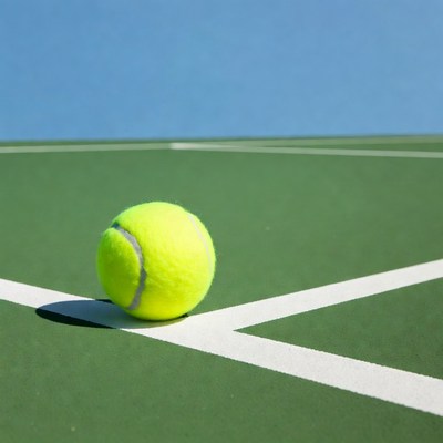 Tennis Ball on Green Court