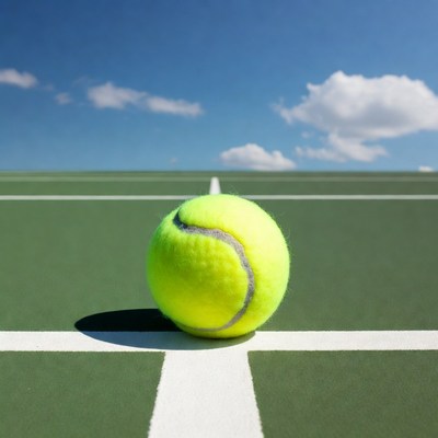 Tennis ball on green court