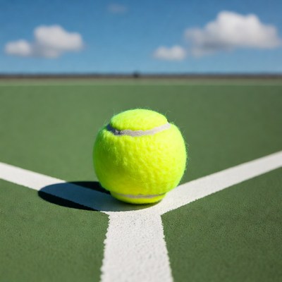 Tennis Ball on Green Court