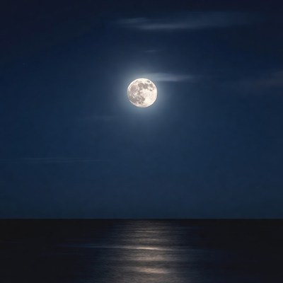 Full Moon Reflecting on Ocean