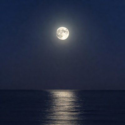 Full Moon Reflecting on Calm Ocean