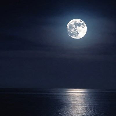 Full Moon Over Calm Ocean