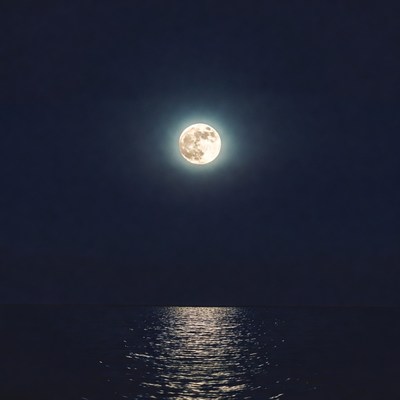 Full Moon Reflecting on Calm Ocean