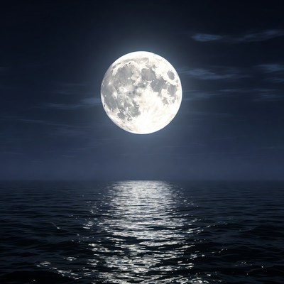 Full Moon Reflecting on Ocean